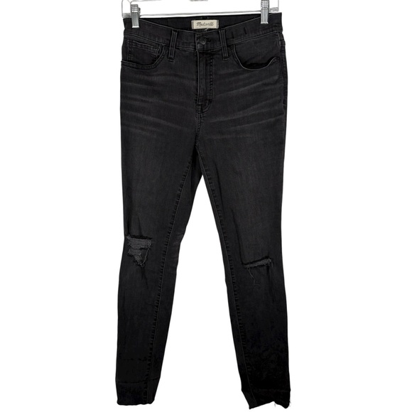 Madewell Size 27 Womens 9 Inch High Waisted Rise Skinny Denim Jeans Distressed - Picture 1 of 8